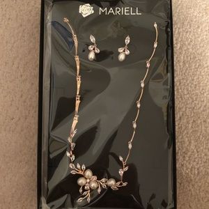 Crystal and pearl Mariell necklace and earrings